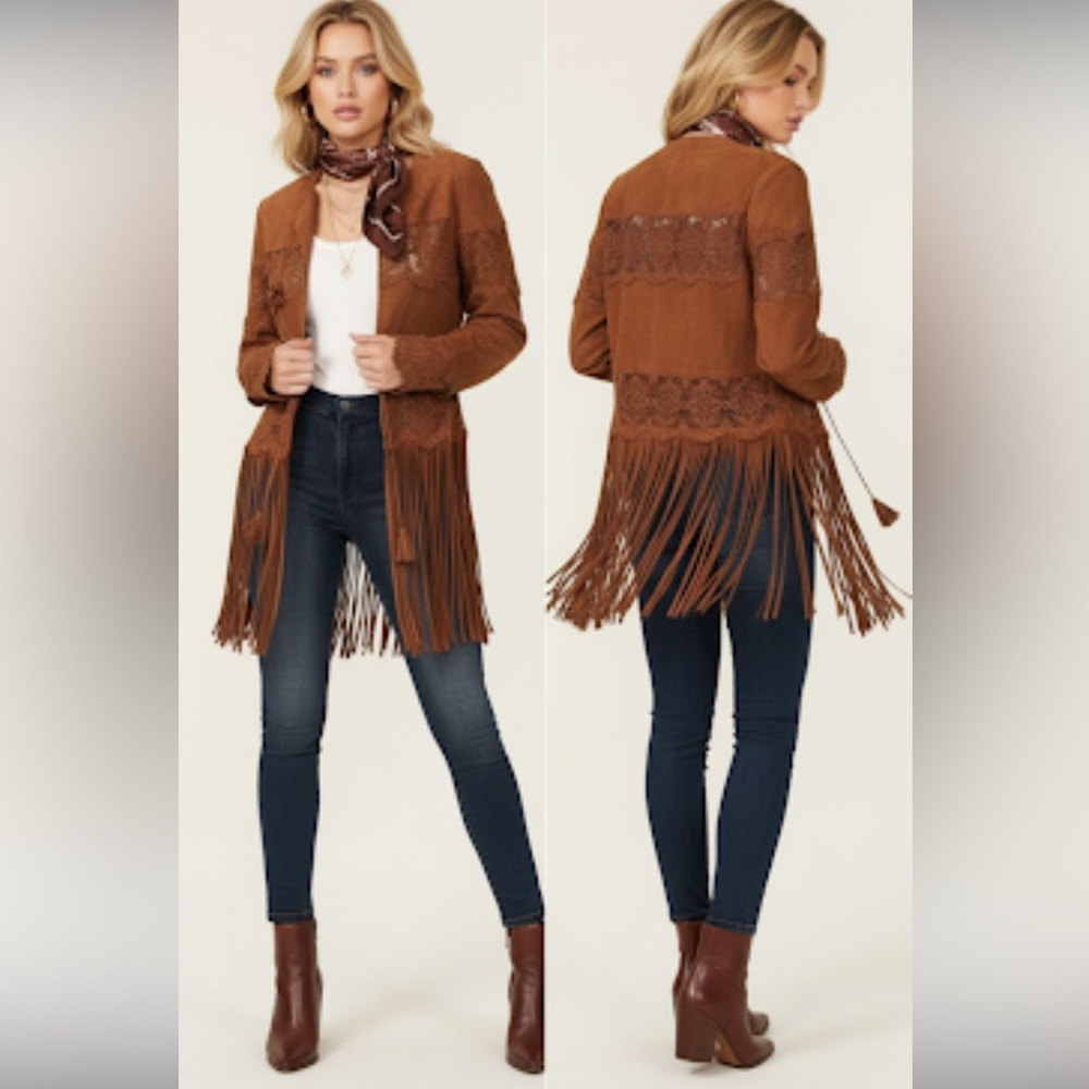 Scully Tan Suede Fringe Jacket